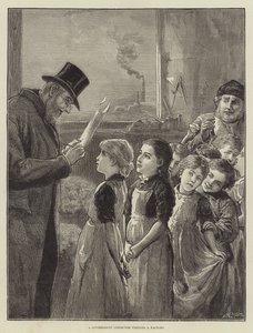 Een regeringsinspecteur bezoekt een fabriek door Alfred Edward Emslie